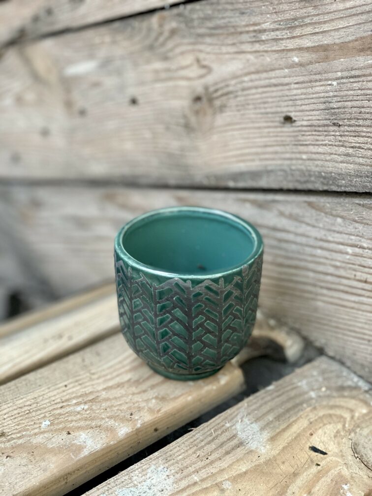 Zdjęcie doniczki lub oslonki: Osłonka Fishbone Green 6x7 cm, ujęcie 1