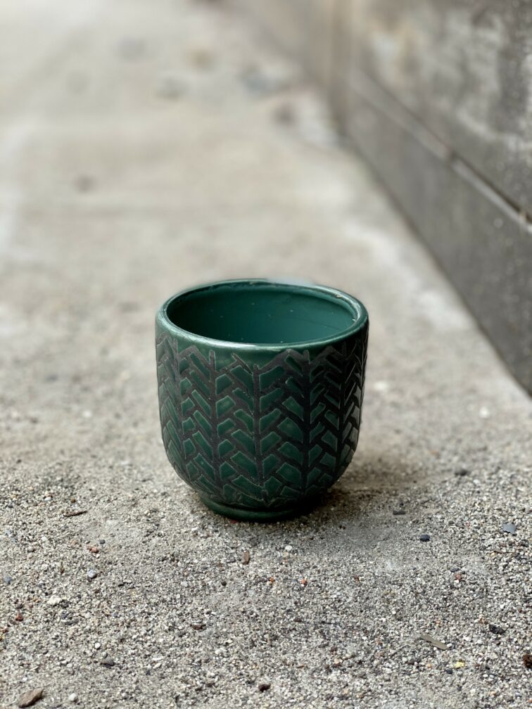 Zdjęcie doniczki lub oslonki: Osłonka Fishbone Green 6x7 cm, ujęcie 3