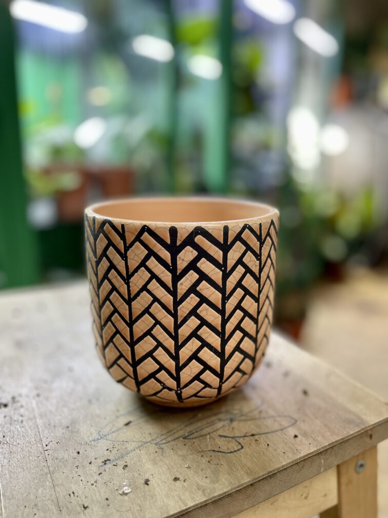 Zdjęcie doniczki lub oslonki: Osłonka Fishbone Peach 12x13 cm, ujęcie 1